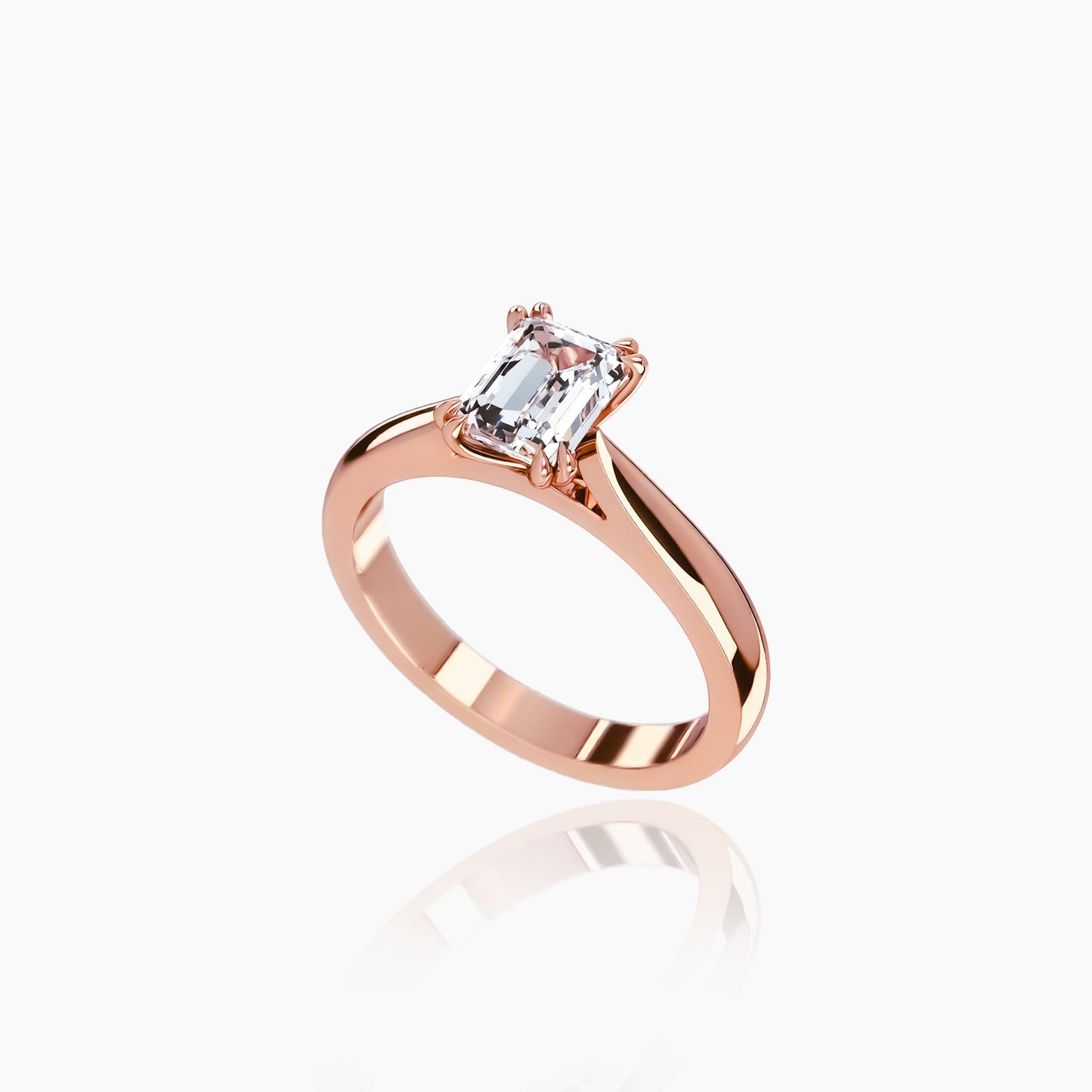 18K Rose Gold Zephyr Emerald Solitaire