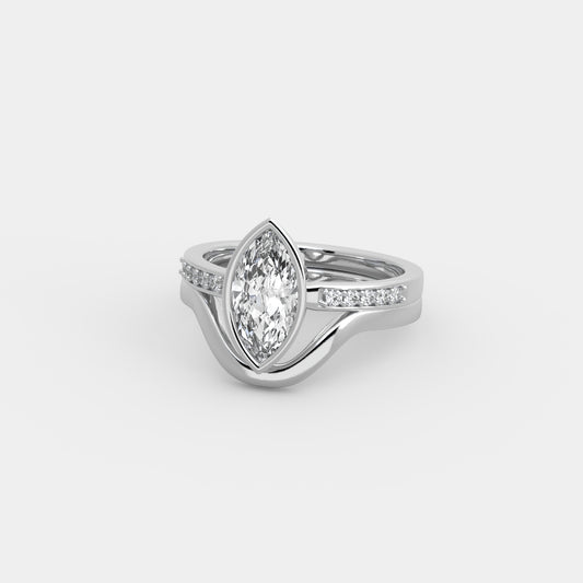 Noelle Shared Prong-Pavé x Embrace Set in Marquise Cut