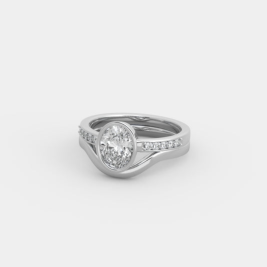 Noelle Shared Prong-Pavé x Embrace Set in Oval Cut