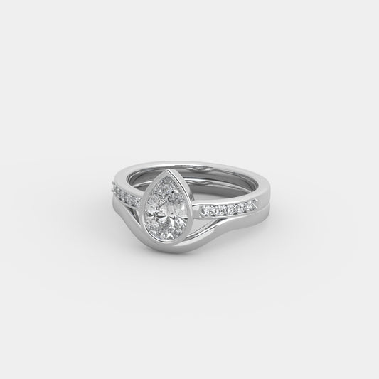 Noelle Shared Prong-Pavé x Embrace Set in Pear Cut