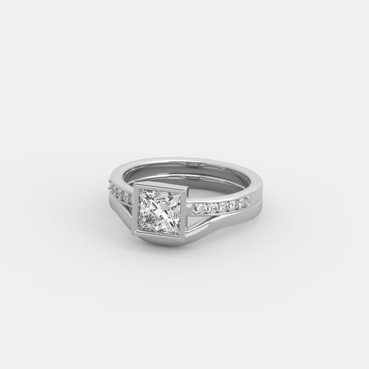 Noelle Shared Prong-Pavé x Embrace Set in Princess Cut