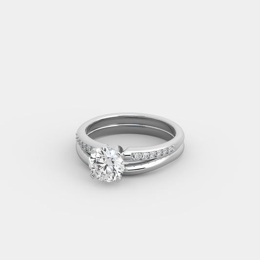 Etrea Shared Prong-Pavé x Contour Set in Round Cut