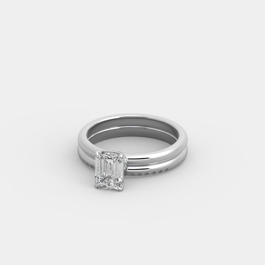 Odette x Side Accents Set in Emerald Cut