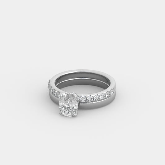 Odette Shared Prong-Pavé x Classic Seated Set in Cushion Cut