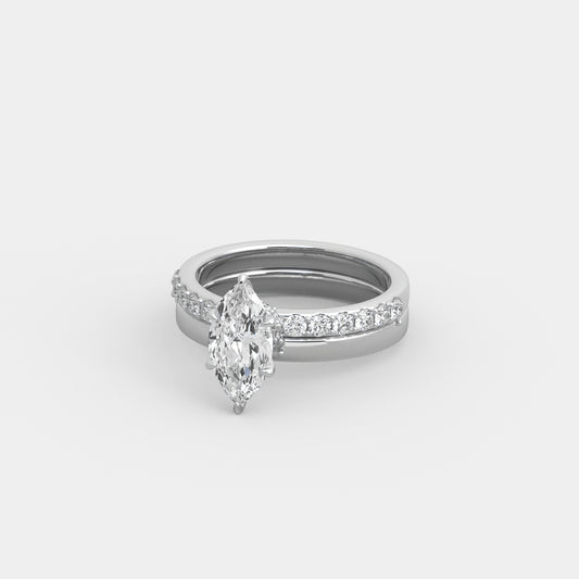 Odette Shared Prong-Pavé x Classic Seated Set in Marquise Cut