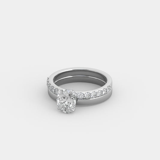 Odette Shared Prong-Pavé x Classic Seated Set in Oval Cut