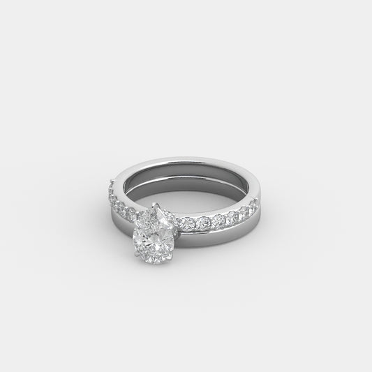 Odette Shared Prong-Pavé x Classic Seated Set in Pear Cut