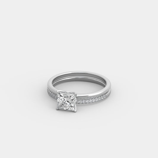 Hazel Grace x French-Pavé Set in Princess Cut