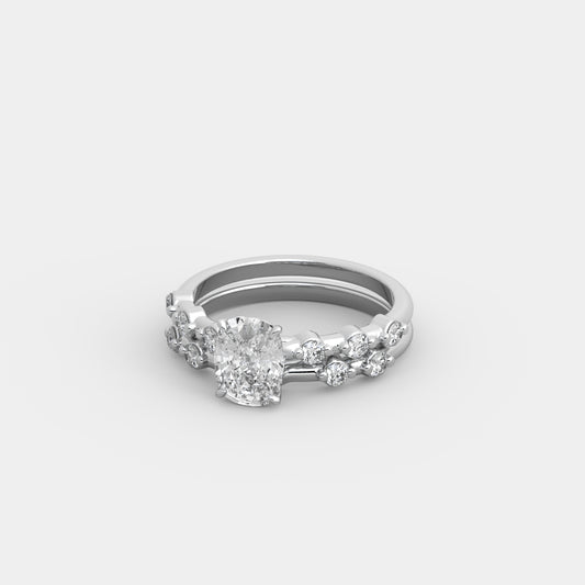 Bria Round-Accented x Semblance Set in Cushion Cut