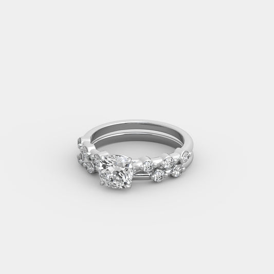 Bria Round-Accented x Semblance Set in Cushion Square Cut