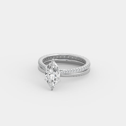 Kira Pavé x Side Accents Set in Marquise Cut
