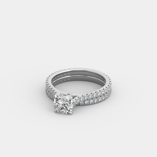Kira French-Pavé x French-Pavé Set in Cushion Square Cut