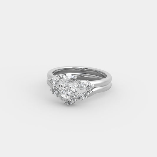 Rhea Marquise-Shouldered x Chevron Accents Set in Cushion Cut