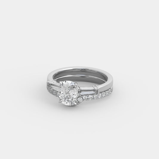 Rhea Baguette-Shouldered x Embrace Pavé Set in Cushion Cut