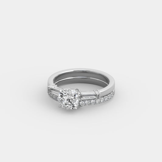 Rhea Baguette-Shouldered x Embrace Pavé Set in Cushion Square Cut
