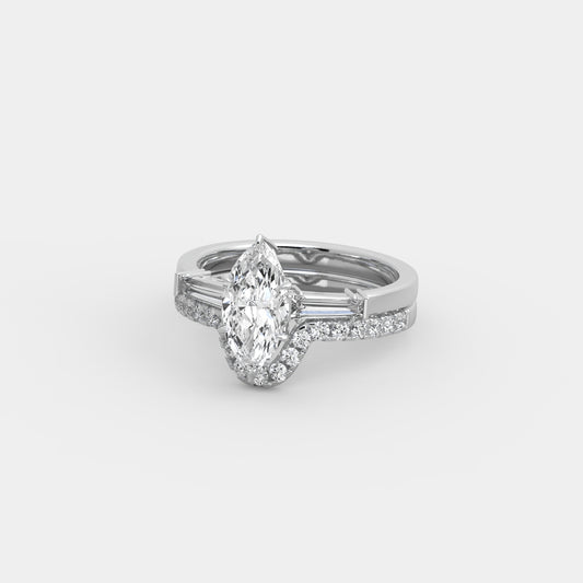 Rhea Baguette-Shouldered x Embrace Pavé Set in Marquise Cut