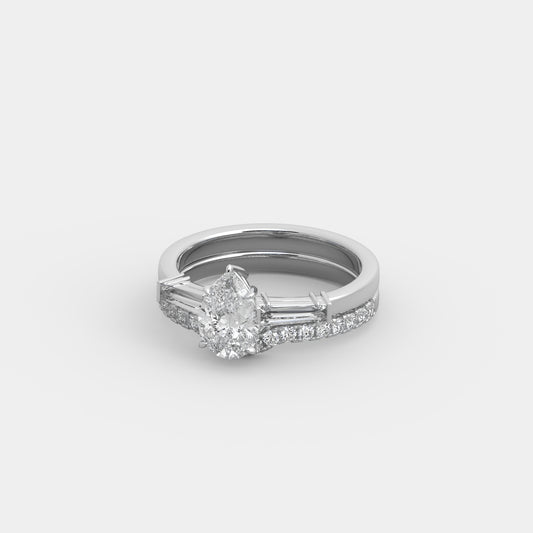 Rhea Baguette-Shouldered x Embrace Pavé Set in Pear Cut