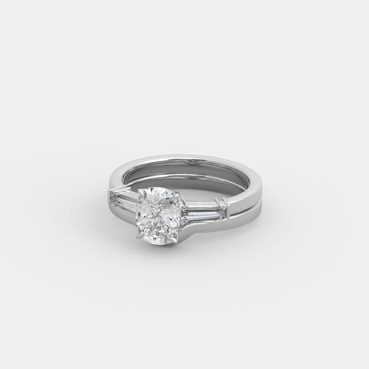 Rhea Baguette-Shouldered x Embrace Set in Cushion Cut