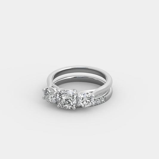 Lyra Round-Shouldered x French-Pavé Set in Cushion Square Cut