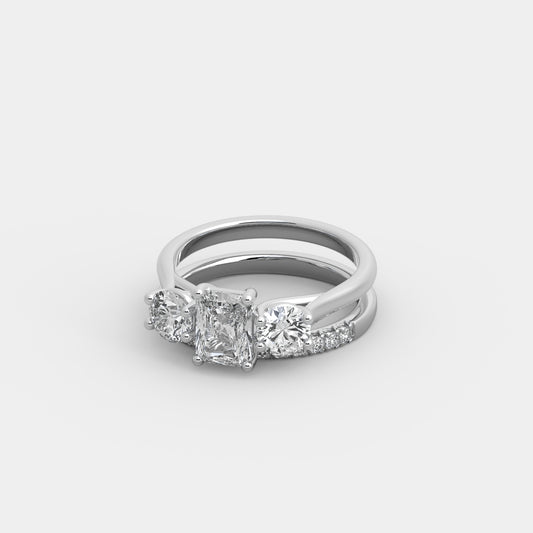 Lyra Round-Shouldered x French-Pavé Set in Radiant Cut