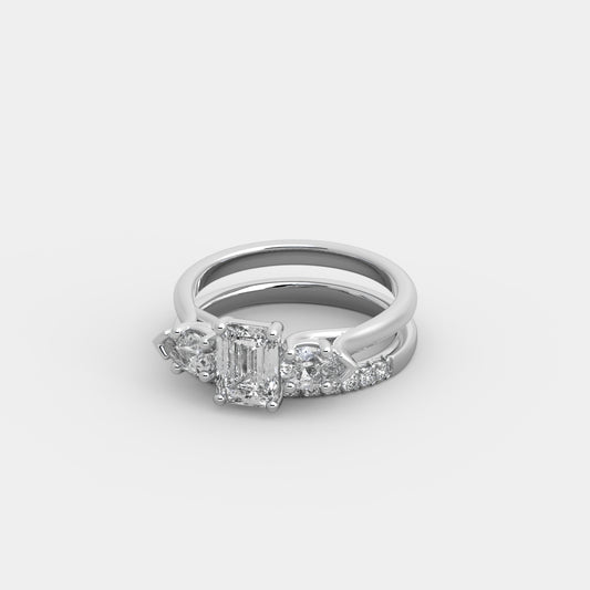 Lyra Pear-Shouldered x French-Pavé Set in Emerald Cut
