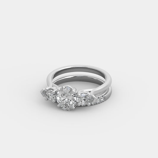 Lyra Pear-Shouldered x French-Pavé Set in Oval Cut