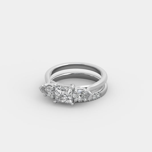 Lyra Pear-Shouldered x French-Pavé Set in Princess Cut