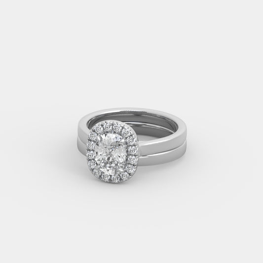 Elizabeth French-Halo x Classic Set in Cushion Cut