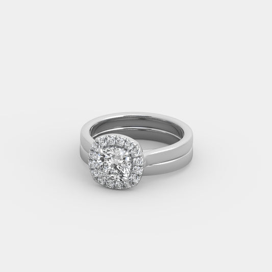 Elizabeth French-Halo x Classic Set in Cushion Square Cut