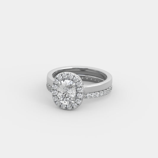 Elizabeth French-Halo x Pavé Set in Cushion Cut
