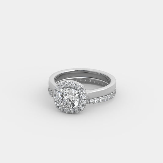Elizabeth French-Halo x Pavé Set in Cushion Square Cut