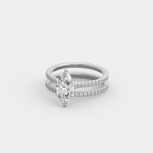 Elise French-Pavé x French-Pavé Set in Marquise Cut