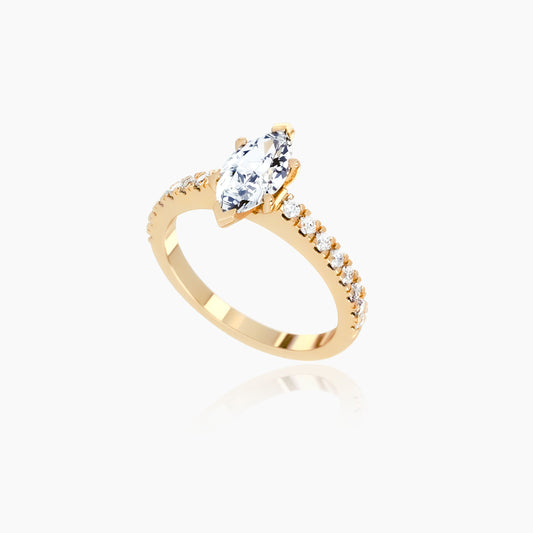 18K Yellow Gold Lyra Pavé Marquise Solitaire