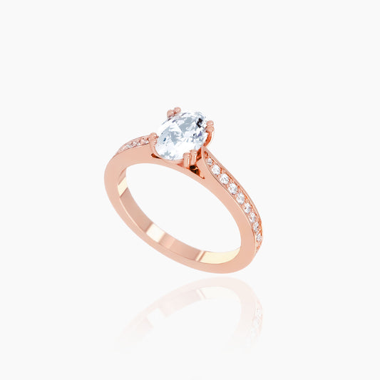 18K Rose Gold Saffron Pavé Oval Solitaire