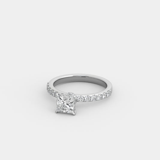 Odette Shared Prong-Pavé in Princess Cut