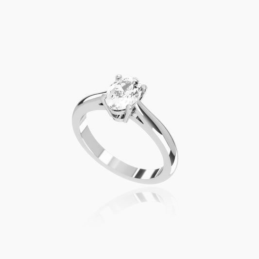 18K White Gold Zephyr Oval Solitaire