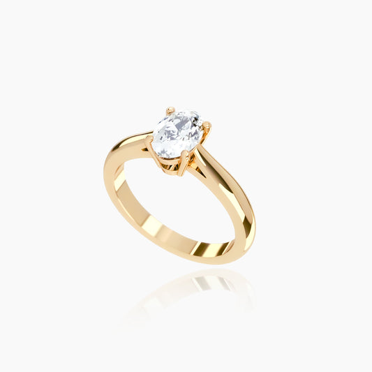 18K Yellow Gold Zephyr Oval Solitaire