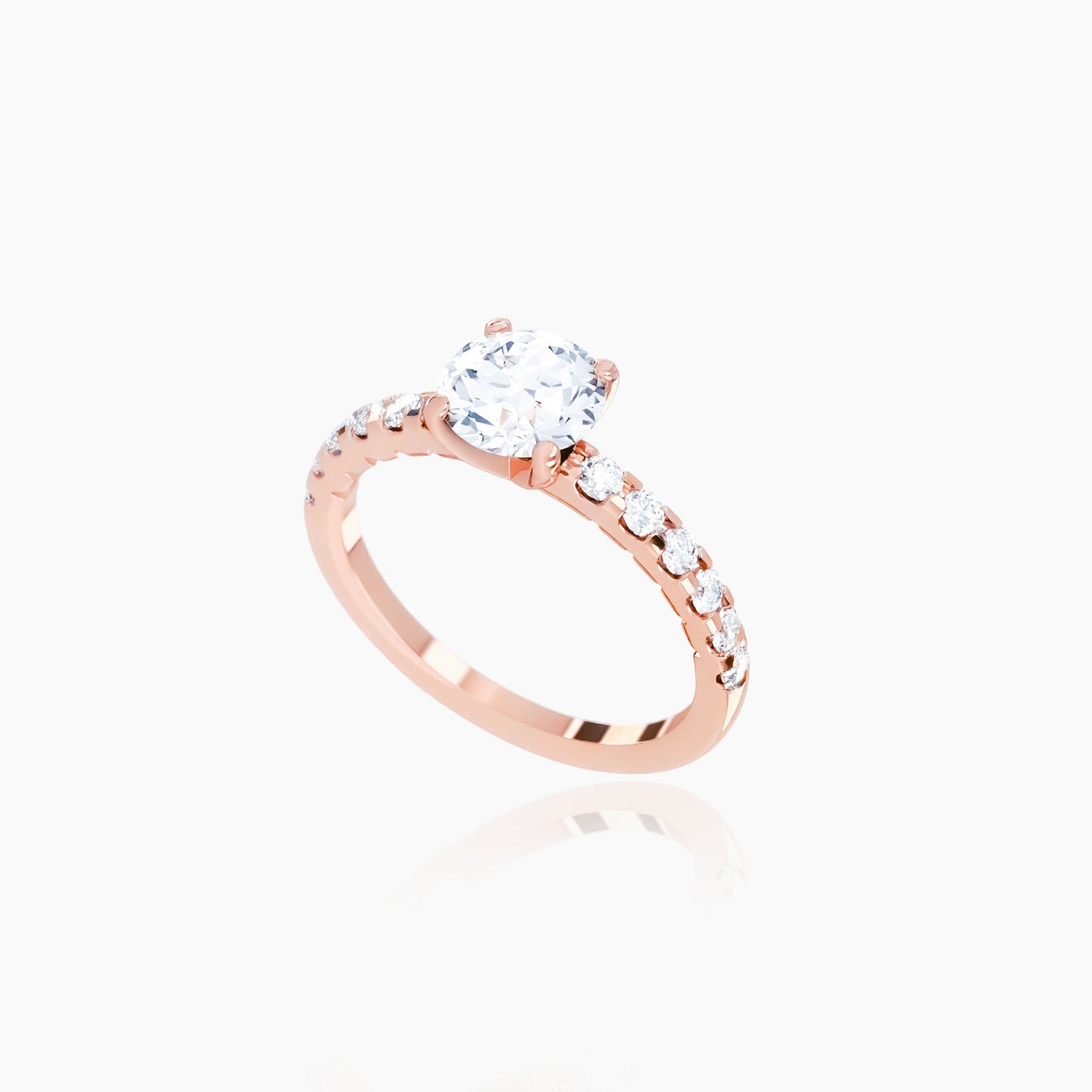 18K Rose Gold Saffron Pavé Round Solitaire