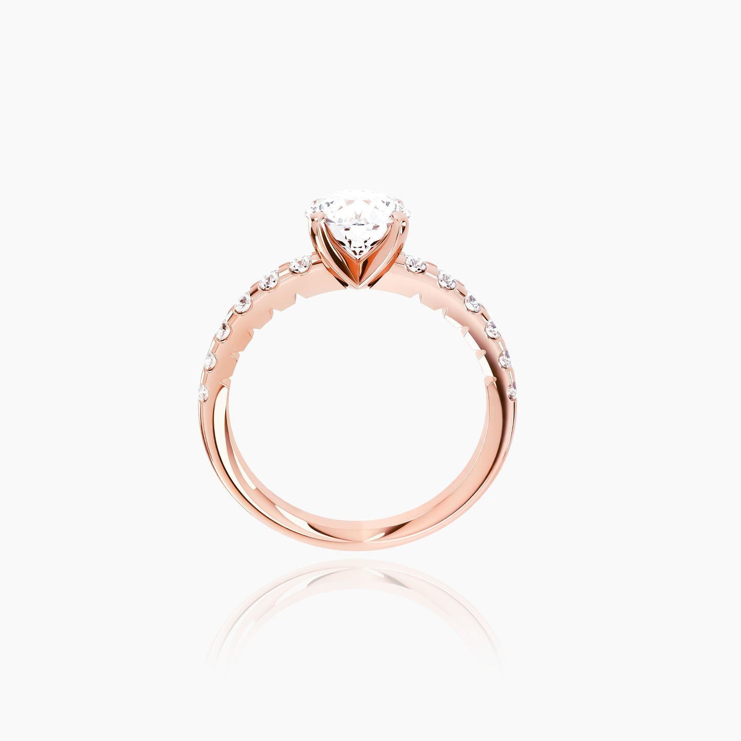 18K Rose Gold Saffron Pavé Round Solitaire