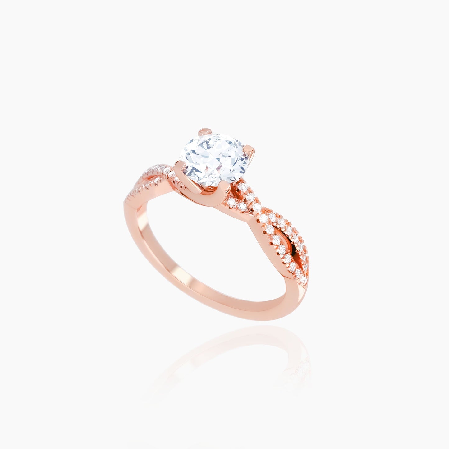 18K Rose Gold Caliste Pavé Round Solitaire