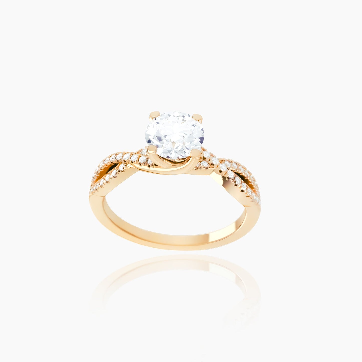 18K Yellow Gold Caliste Pavé Round Solitaire