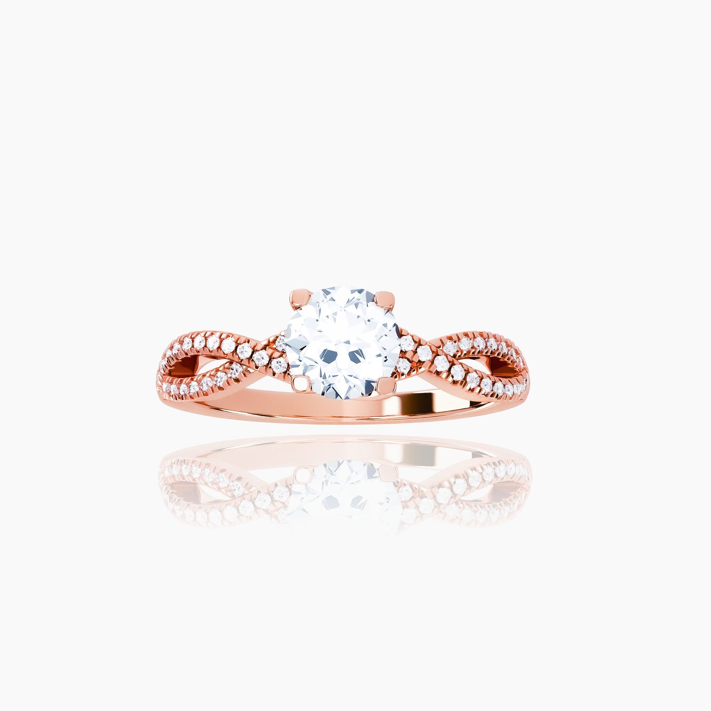 18K Rose Gold Caliste Pavé Round Solitaire