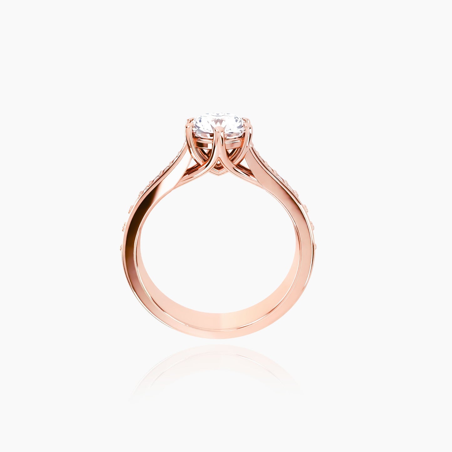 18K Rose Gold Serene Pavé Round Solitaire