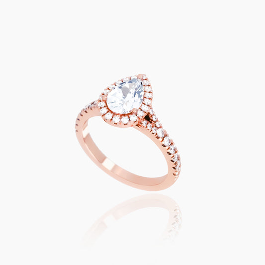 18K Rose Gold Azure Pavé Pear Halo