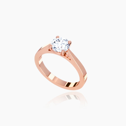 18K Rose Gold Saphir Round Solitaire