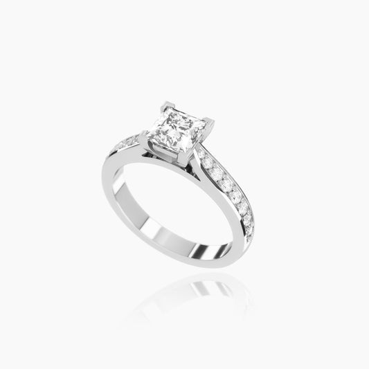 Platinum Zinia Pavé Princess Solitaire